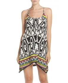 Becca 'Primitive Journey' Fringe Trim Cover-Up Dress  - Black