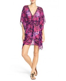 Tommy Bahama 'Jacobean' Beaded Neck Cover-Up Tunic/Medium - Pink