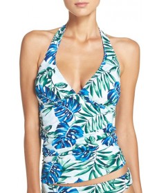 Tommy Bahama 'Fronds Floating' Reversible Halter Tankini Top  - White