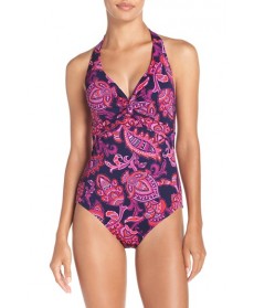 Tommy Bahama 'Jacobean' Halter One-Piece Swimsuit - Pink