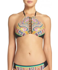 Trina Turk 'Nepal' High Neck Bikini Top