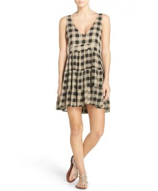 Acacia Swimwear Check Cover-Up Dress  - Black