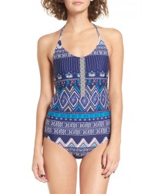 Roxy Band It Print One-Piece Swimsuit  - Blue