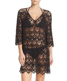 Surf Gypsy Crochet Cover-Up Tunic  - Black