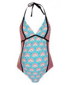 Topshop Tile Print One-Piece Maternity Swimsuit  US  - Blue