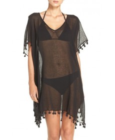 Seafolly 'Amnesia' Cotton Gauze Cover-Up Caftan Size One Size - Black