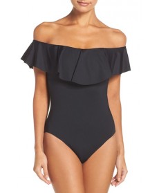 Trina Turk Off The Shoulder One-Piece Swimsuit - Black