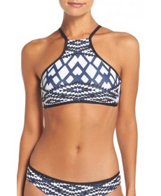 Seafolly Modern Tribe High Neck Bikini Top  US / 1 AU - Blue