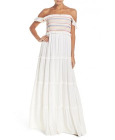 Tory Burch Smocked Cover-Up Maxi Dress