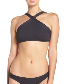 L Space Ridin' High Serina Rib Bikini Top Size D - Black
