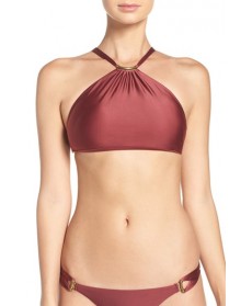  Vix Swimwear Thai Halter Bikini Top, Size D - Burgundy