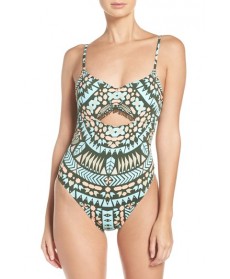 The Bikini Lab Folk Up The Sun One-Piece Swimsuit  - Green