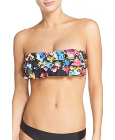  Pilyq Underwire Bandeau Bikini Top, Size D - Black