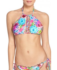 Luli Fama High Neck Bikini Top - Pink