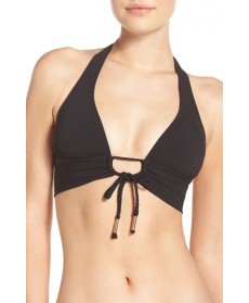 Robin Piccone Keyhole Halter Bikini Top - Black