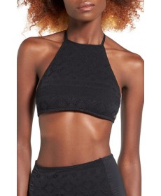 Roxy Cozy & Soft Halter Bikini Top  - Black