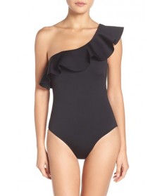 Ted Baker London Ruffle One-Piece Swimsuit Size  - Black