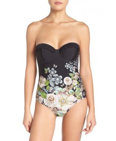 Ted Baker London Underwire One-Piece Swimsuit4C/D - Black