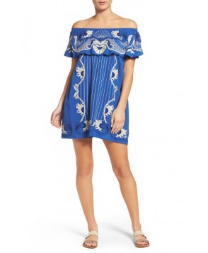 Red Carter Off The Shoulder Cover-Up Dress  - Blue