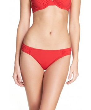 Tommy Bahama Side Shirred Hipster Bikini Bottoms - Red