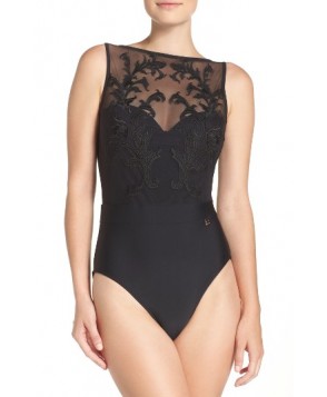 Ted Baker London Lace One-Piece Swimsuit4DD/E (DD/3D US) - Black