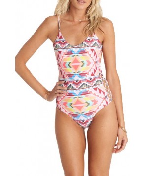 Billabong Geo Print One-Piece Swimsuit  - Red