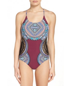 Red Carter Crochet One-Piece Swimsuit - Purple