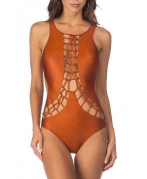 Kenneth Cole Lattice Cutout One-Piece Swimsuit  - Red