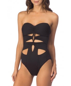 Kenneth Cole Cutout One-Piece Swimsuit  - Black