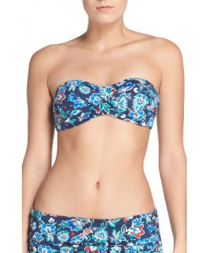 Tommy Bahama Folk Floral Bandeau Bikini Top  - Blue