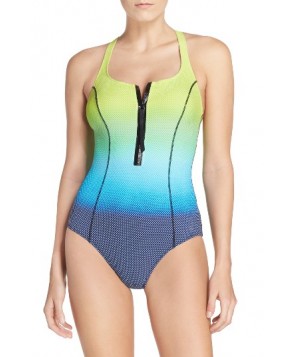 Profile By Gottex One-Piece Zip Swimsuit - Blue