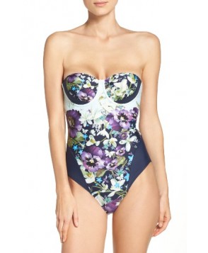 Ted Baker London Enchantment Underwire One-Piece Swimsuit4DD/E (DD/3D US) - Blue