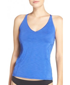 Nike Iconic Heather V-Neck Tankini Top - Blue