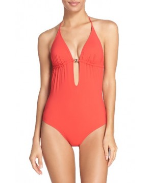 Tory Burch Gemini Link One-Piece Swimsuit - Red