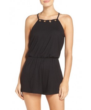 La Blanca Eyes On You Cover-Up Romper With Shelf Bra - Black