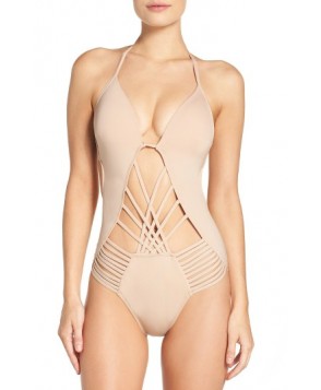 Kenneth Cole New York Push-Up One-Piece Swimsuit - Beige