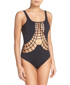 Dolce Vita Macrame Cutout One-Piece Swimsuit - Black