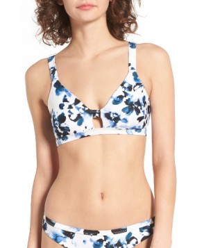 Rvca Liquid Rose Bralette Bikini Top - White