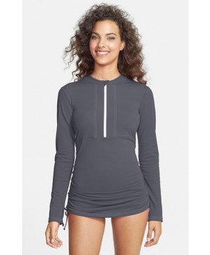 Mott 5 'Sonja' Long Sleeve Half Zip Convertible Swimdress  - Grey