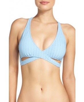 Lucky Brand Sucker For Pretty Faux Wrap Bikini Top - Blue