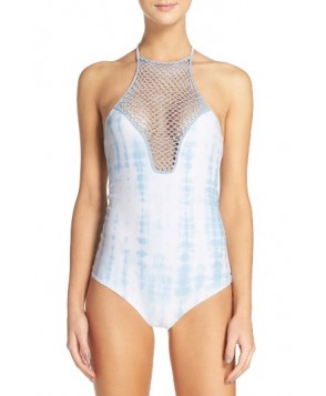 Acacia Swimwear Crochet Halter One-Piece Swimsuit - White