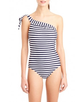 J.crew One-Shoulder Stripe One-Piece Swimsuit - Blue