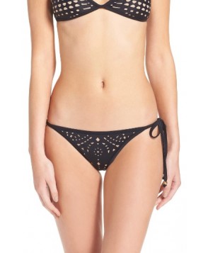 Pilyq Laser Cut Side Tie Bikini Bottoms - Black