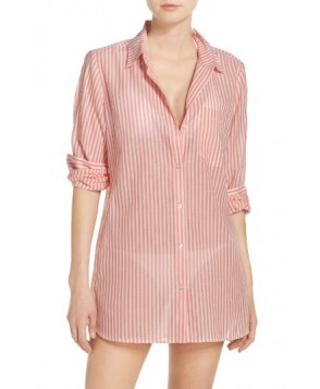 Caslon Stripe Boyfriend Shirt Cover-Up