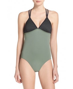 Zella Colorblock One-Piece Swimsuit - Green