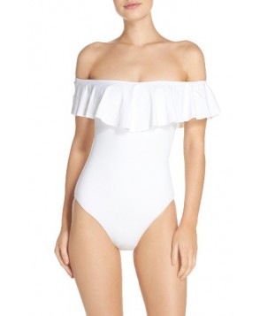 Trina Turk Off The Shoulder One-Piece Swimsuit - White