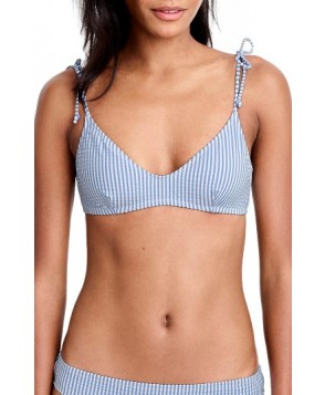  J.crew Shoulder Tie Seersucker French Bikini Top, Size XX-Small - Blue