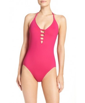 La Blanca Caged Strap One-Piece Swimsuit - Purple