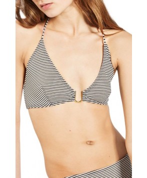 Topshop Metallic Stripe Bikini Top