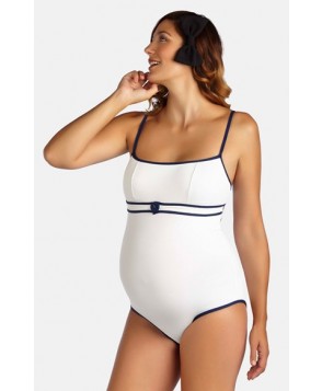 Pez D'Or 'Rimini' Pique One-Piece Maternity Swimsuit  - White